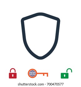 shield icon, stock vector illustration flat design style