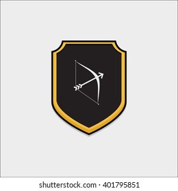 the shield icon style flat design with a arrow for game assets