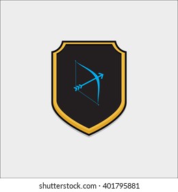 the shield icon style flat design with a arrow for game assets