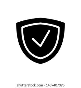 Shield Icon , Template Logo Design Emblem Isolated , Protect Virus Outline Solid Background White
