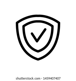 Shield Icon , Template Logo Design Emblem Isolated , Protect Virus Outline Solid Background White
