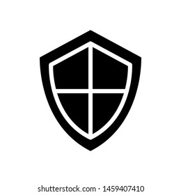 Shield Icon , Template Logo Design Emblem Isolated , Protect Virus Outline Solid Background White
