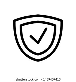 Shield Icon , Template Logo Design Emblem Isolated , Protect Virus Outline Solid Background White
