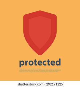 Shield Icon with text. Vector illustration in flat style