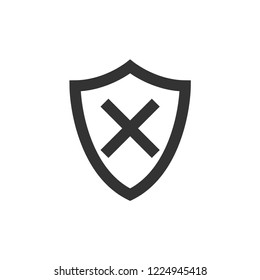 Shield icon in thick outline style. Black and white monochrome vector illustration.