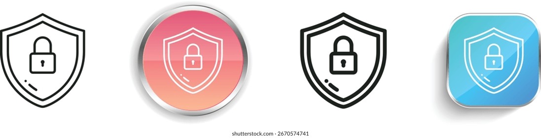 shield icon. Thin Linear, Regular and Button Style Design Isolated On White Background