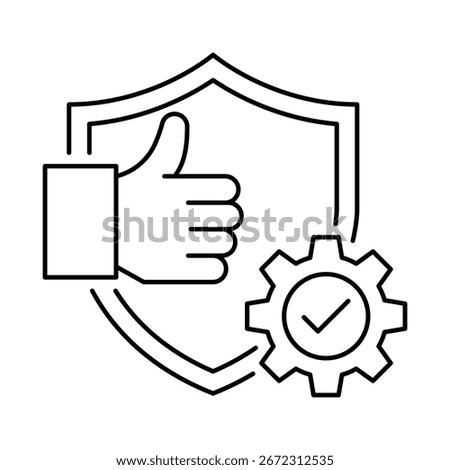 Shield icon with thumbs up reliability symbol, dependable service.