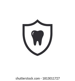 Shield icon. Tooth icon. Health care. Teeth protection. Caries protection. Dentistry symbol. Logo template. Protection icon. Safety system. Active safety. Virus protection. Guard symbol. Dentistry 