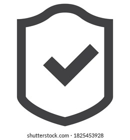 Shield Icon in trendy flat style isolated,  Shield with a checkmark in the middle Protection icon concept web site design, logo, app, UI
