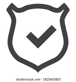 Icono Escudo en estilo plano moderno aislado, Escudo con marca de verificación en el diseño del sitio web del icono de protección media, logotipo, aplicación, interfaz de usuario