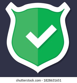 Icono Escudo en estilo plano moderno aislado, Escudo con marca de verificación en el diseño del sitio web del icono de protección media, logotipo, aplicación, interfaz de usuario