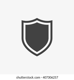 Icono Escudo en estilo plano moderno aislado en fondo gris. Símbolo de escudo para el diseño de su sitio web, logotipo, aplicación, interfaz de usuario. Ilustración del vector, EPS10.