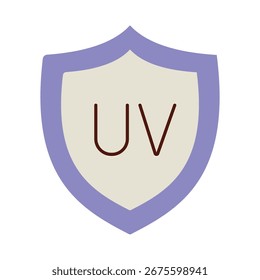 Ícone de escudo com letras UV simbolizando a proteção contra raios ultravioleta e a segurança contra danos ao sol