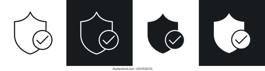 Shield icon vector collection in black and white.