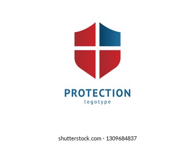 Shield icon. Vector flat style illustration Abstract business security Agency logo template. Logo concept of antivirus, protection, insurance, privacy, guard.