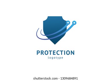 Shield icon. Vector flat style illustration Abstract business security Agency logo template. Logo concept of antivirus, protection, insurance, privacy, guard.