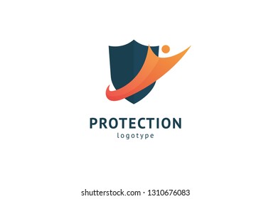 Shield icon. Vector flat style illustration Abstract business security Agency logo template. Logo concept of antivirus, protection, insurance, privacy, guard.