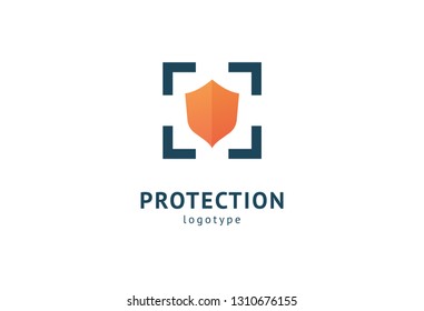 Shield icon. Vector flat style illustration Abstract business security Agency logo template. Logo concept of antivirus, protection, insurance, privacy, guard.