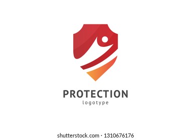 Shield icon. Vector flat style illustration Abstract business security Agency logo template. Logo concept of antivirus, protection, insurance, privacy, guard.