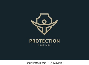 Shield icon. Vector flat style illustration Abstract business security Agency logo template. Logo concept of antivirus, protection, insurance, privacy, guard.