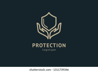 Shield icon. Vector flat style illustration Abstract business security Agency logo template. Logo concept of antivirus, protection, insurance, privacy, guard.