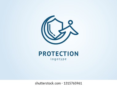 Shield icon. Vector flat style illustration Abstract business security Agency logo template. Logo concept of antivirus, protection, insurance, privacy, guard.