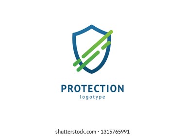 Shield icon. Vector flat style illustration Abstract business security Agency logo template. Logo concept of antivirus, protection, insurance, privacy, guard.