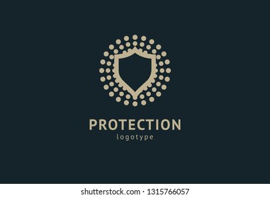 Shield icon. Vector flat style illustration Abstract business security Agency logo template. Logo concept of antivirus, protection, insurance, privacy, guard.