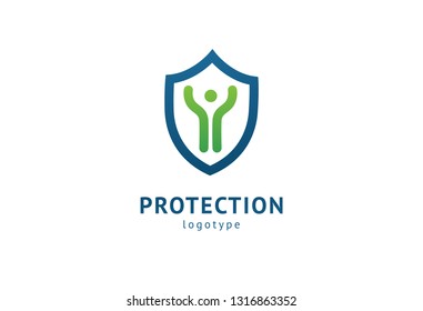 Shield icon. Vector flat style illustration Abstract business security Agency logo template. Logo concept of antivirus, protection, insurance, privacy, guard.