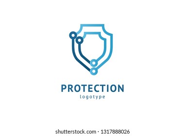 Shield icon. Vector flat style illustration Abstract business security Agency logo template. Logo concept of antivirus, protection, insurance, privacy, guard.