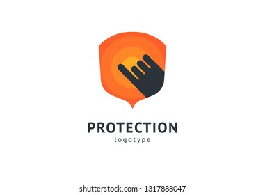 Shield icon. Vector flat style illustration Abstract business security Agency logo template. Logo concept of antivirus, protection, insurance, privacy, guard.