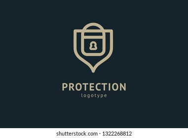 Shield icon. Vector flat style illustration Abstract business security Agency logo template. Logo concept of antivirus, protection, insurance, privacy, guard.