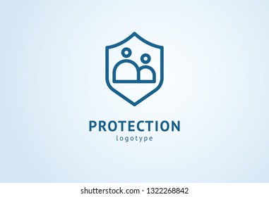 Shield icon. Vector flat style illustration Abstract business security Agency logo template. Logo concept of antivirus, protection, insurance, privacy, guard.