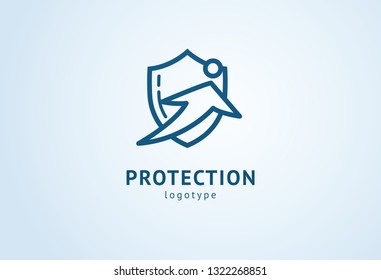 Shield icon. Vector flat style illustration Abstract business security Agency logo template. Logo concept of antivirus, protection, insurance, privacy, guard.