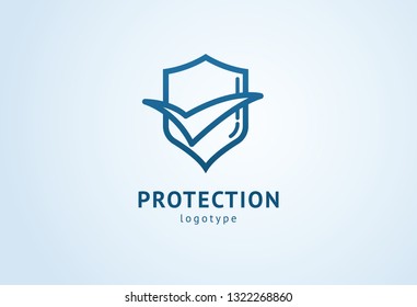 Shield icon. Vector flat style illustration Abstract business security Agency logo template. Logo concept of antivirus, protection, insurance, privacy, guard.