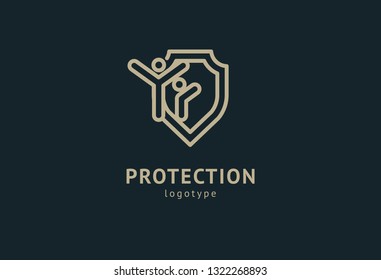 Shield icon. Vector flat style illustration Abstract business security Agency logo template. Logo concept of antivirus, protection, insurance, privacy, guard.
