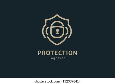 Shield icon. Vector flat style illustration Abstract business security Agency logo template. Logo concept of antivirus, protection, insurance, privacy, guard.