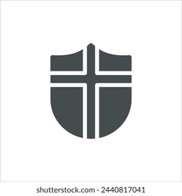 Shield icon in vector. Flat style icon design. Vector illustration of Shield icon. Pictogram isolated on white.