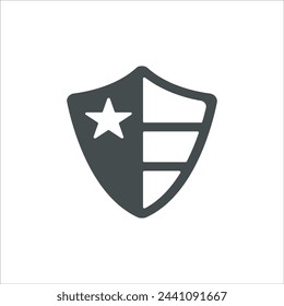 Shield icon in vector. Flat style icon design. Vector illustration of Shield icon. Pictogram isolated on white.