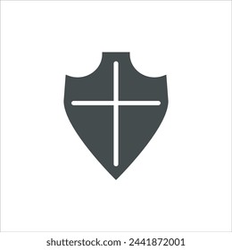 Shield icon in vector. Flat style icon design. Vector illustration of Shield icon. Pictogram isolated on white.