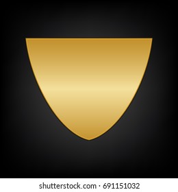 Shield icon. Vector. Golden icon on blackish background.