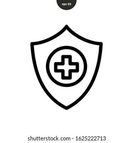 Shield icon vector illusration logo template in flat design outline style. eps10
