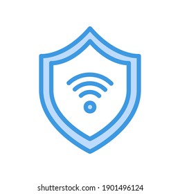 Shield icon vector illustration in blue style about internet of things for any projects, use for website mobile app presentation