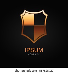 Shield icon. Vector Illustration. Design logo element. Isolated on black background.
