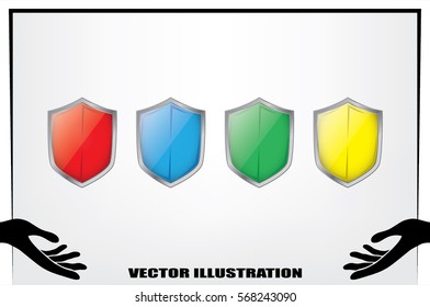 Shield icon vector illustration eps10. Isolated badge for website or app - stock infographics