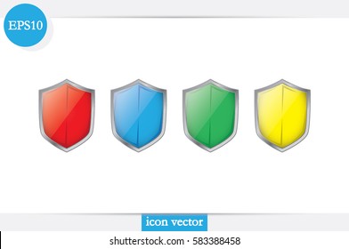 Shield icon vector illustration eps10. Isolated badge for website or app - stock infographics.
