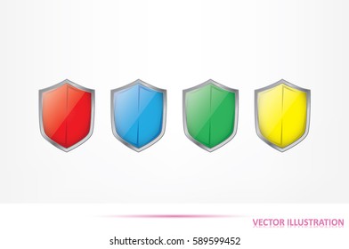 Shield icon vector illustration eps10. Isolated badge for website or app - stock infographics