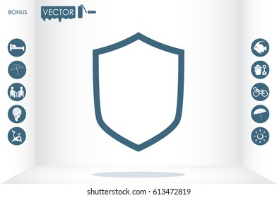 Shield icon vector illustration eps10. Isolated badge for website or app - stock infographics