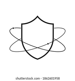 Shield icon. Vector illustration. Linear shield icon. Black protection symbol on white background