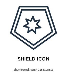 Shield icon vector isolated on white background, Shield transparent sign , linear pictogram or outline logo design in lined style